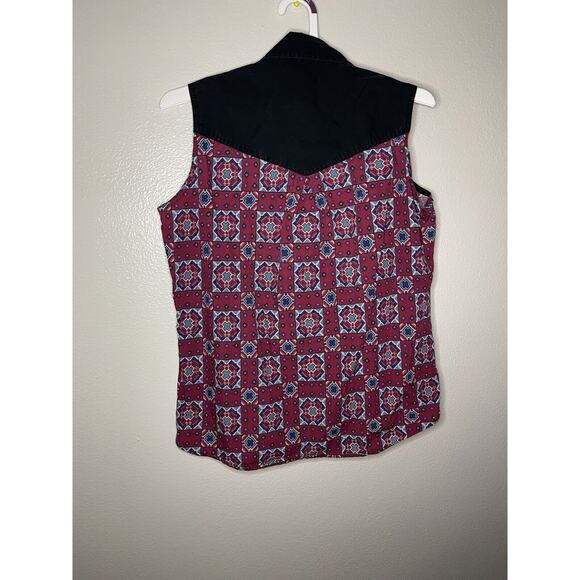 Wrangler Womens Shirt Aztec Button up Western Wear Rodeo VTG Cowgirl Cowboy - Picture 6 of 6
